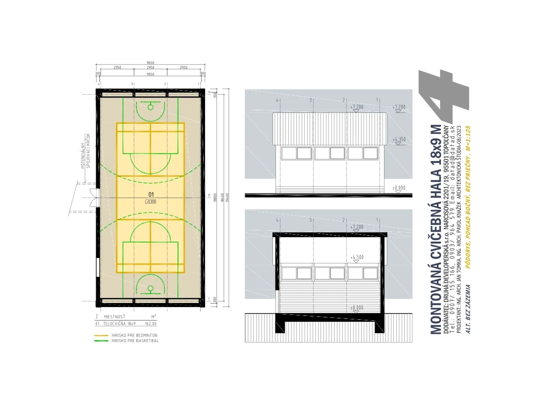 montovaná cvičebná hala BASIC bez zázemia montovaná cvičebná hala BASIC bez zázemia